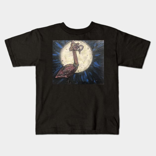 Moonlight flamingo Kids T-Shirt by Artladyjen